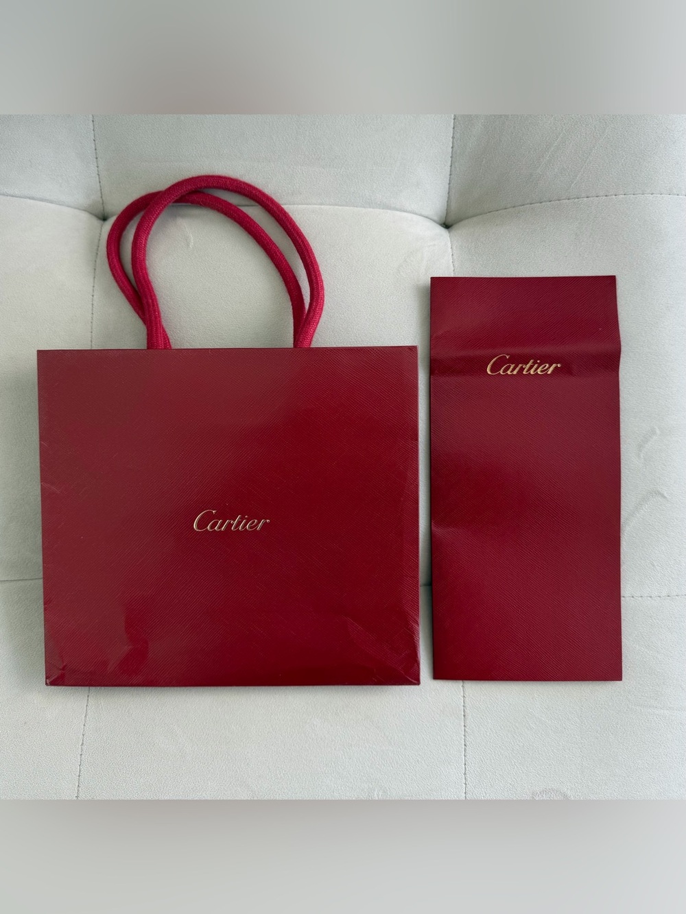 Cartier Red Luxury Gift Bag and receipt envelope